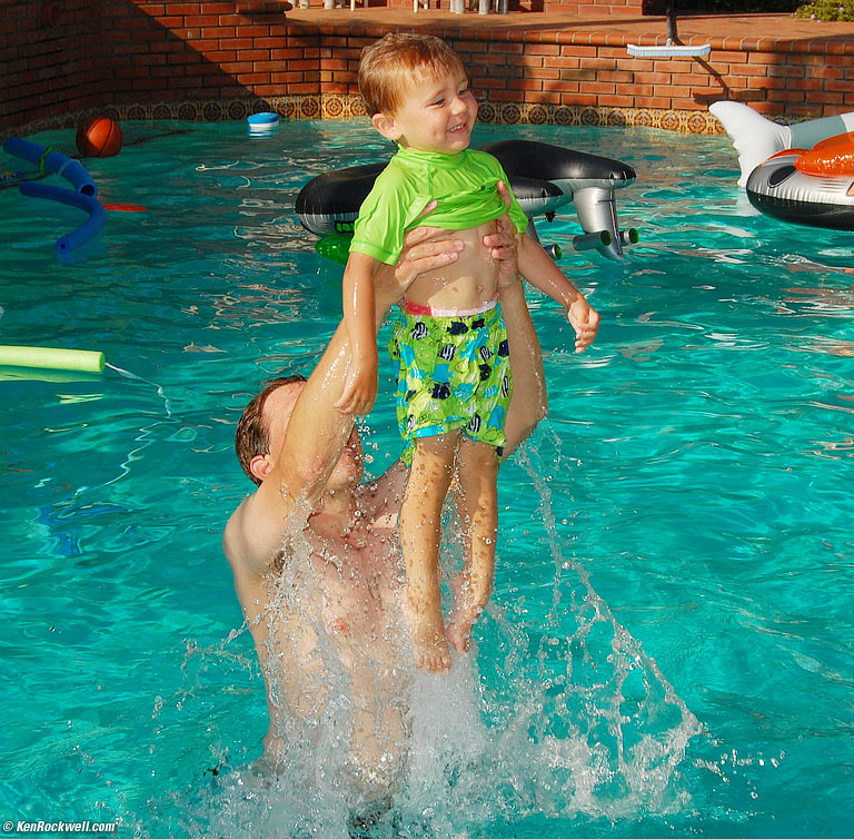 Ryan and dad in pool