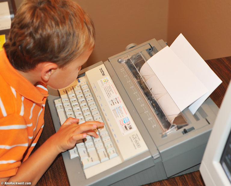 Ryan on Noni's typewriter.