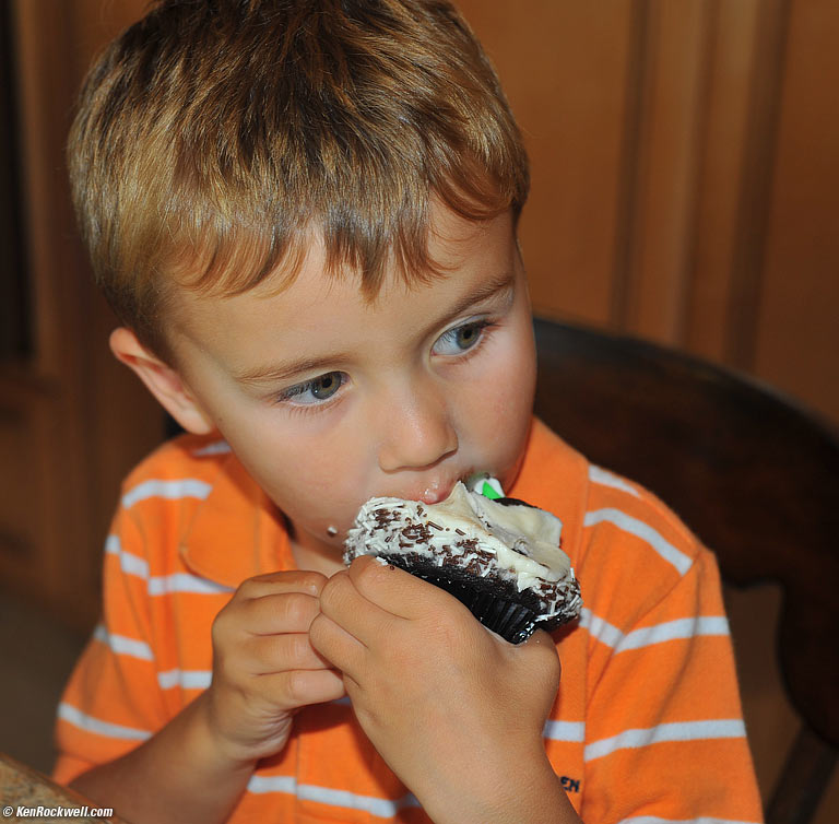 Ryan and the special cupcake Noni got for him.