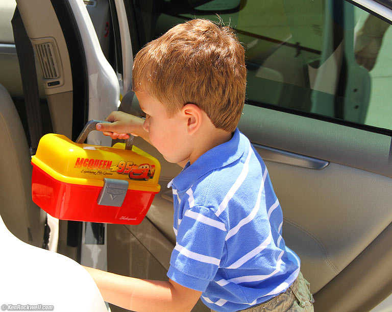 Ryan getting in the car.