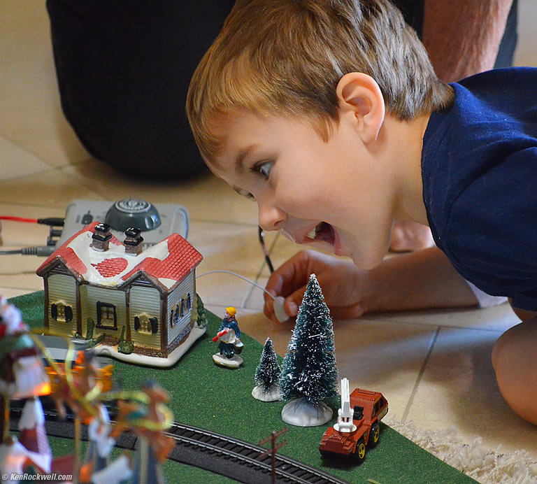 Ryan loves driving Noni's train.