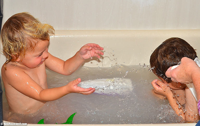 Katie splashes back.