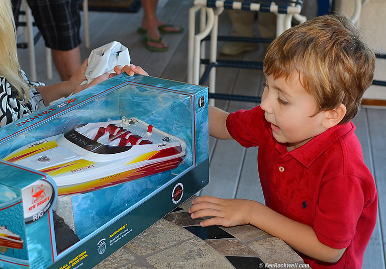 Ryan opens his remote control boat