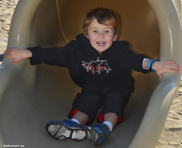Ryan on the slide at Oceanside Harbor. 