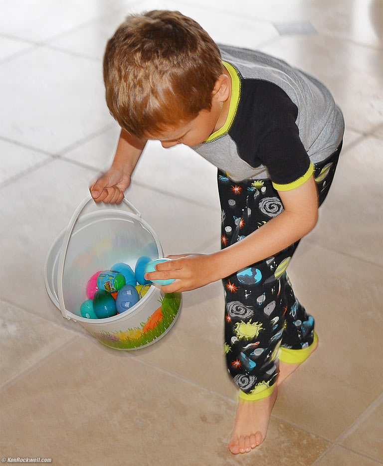 Ryan chasing Easter Eggs. 