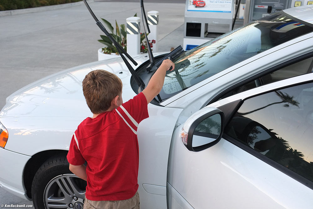 Ryan washing the windows.