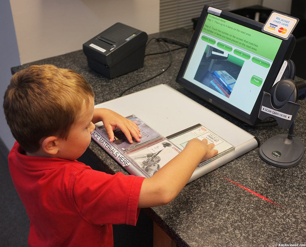 Ryan checking out at the library