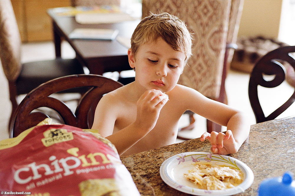 Ryan eating the nachos he made all by himself.