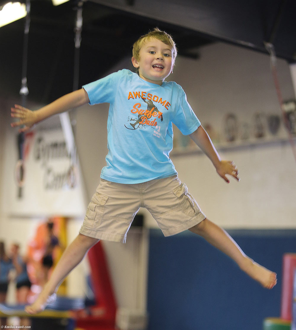 Jumping on the trampoline