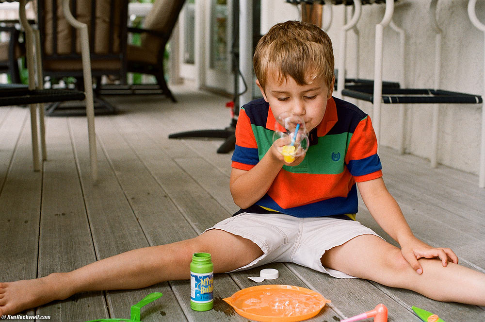 Ryan blowing bubbles.