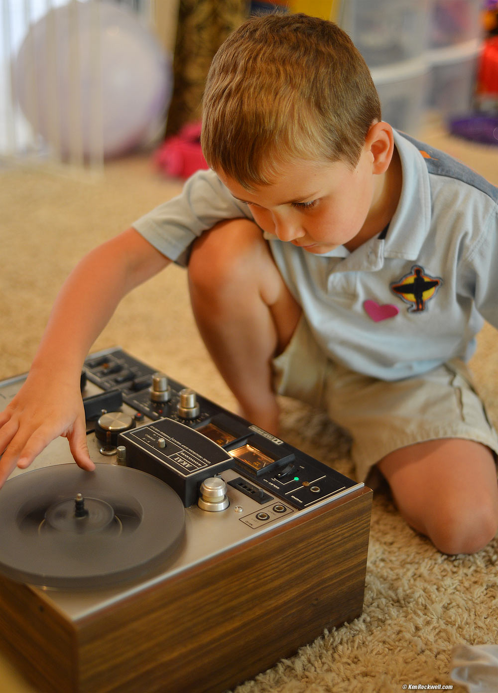 Ryan with his grandfather's Akai 4000DB