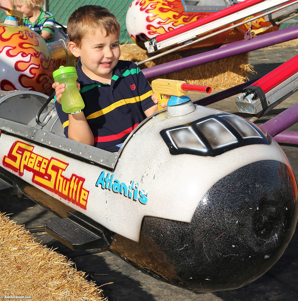 Ryan rides the Space Shuttle. 