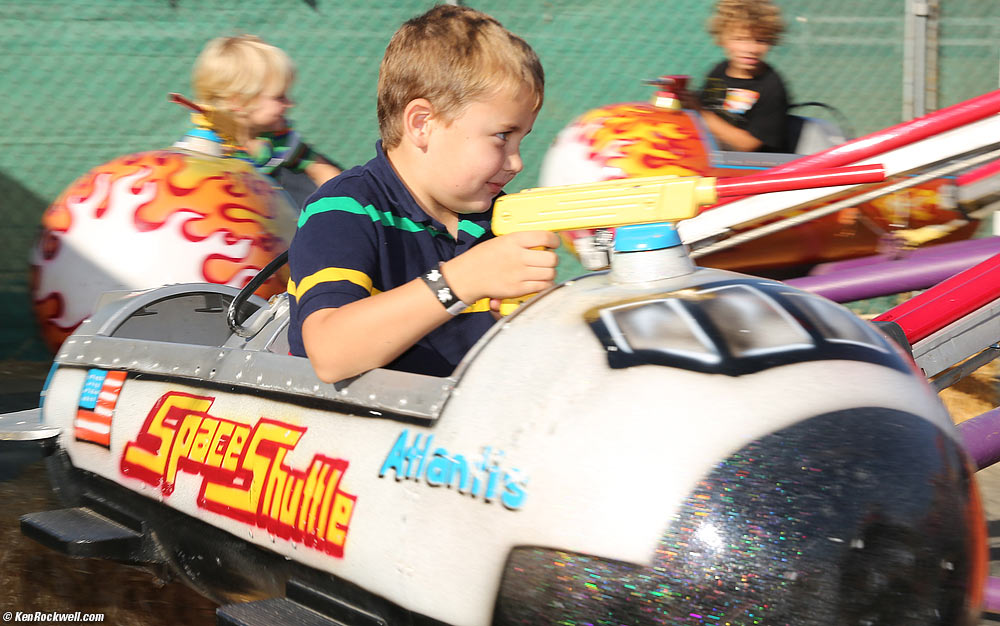 Ryan rides the Space Shuttle. 