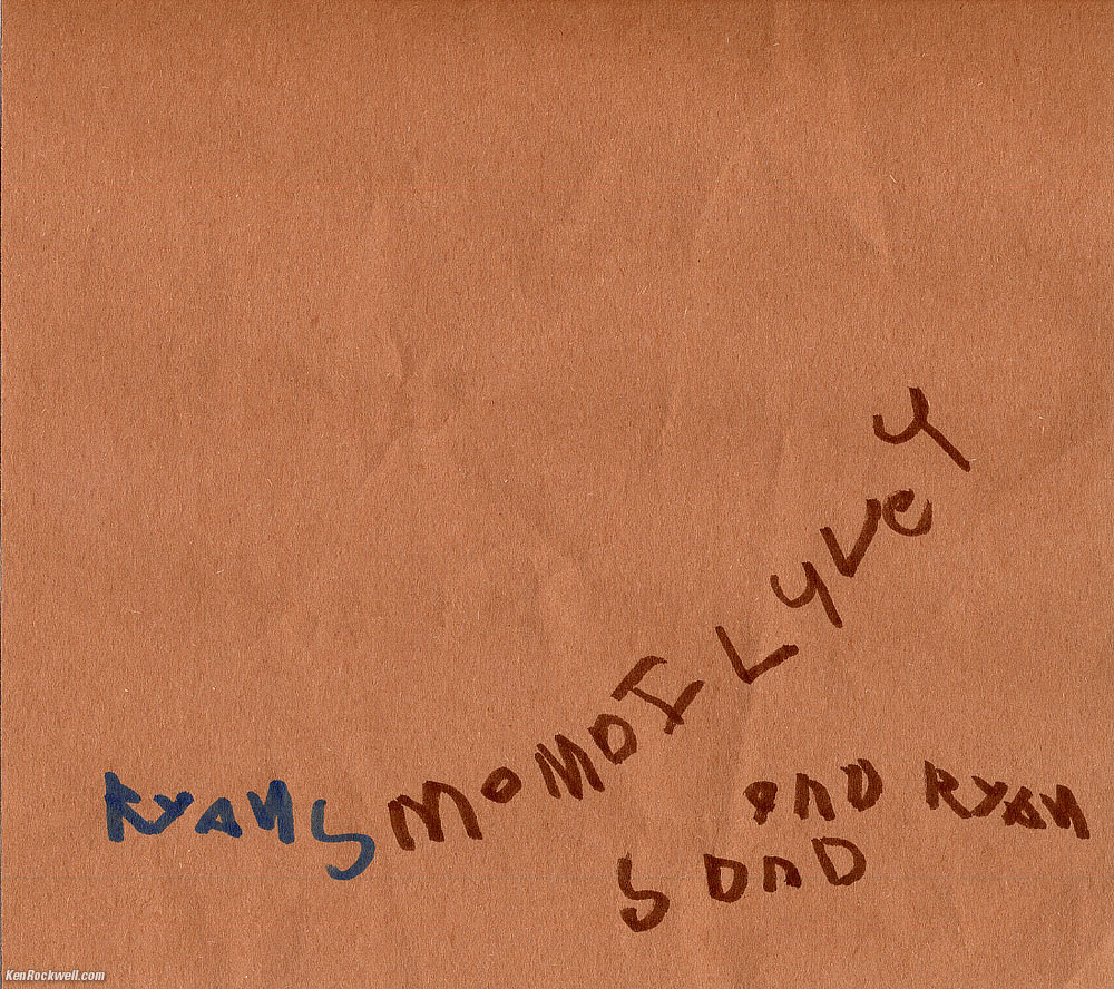 Ryan's first letter to Mama and Dada