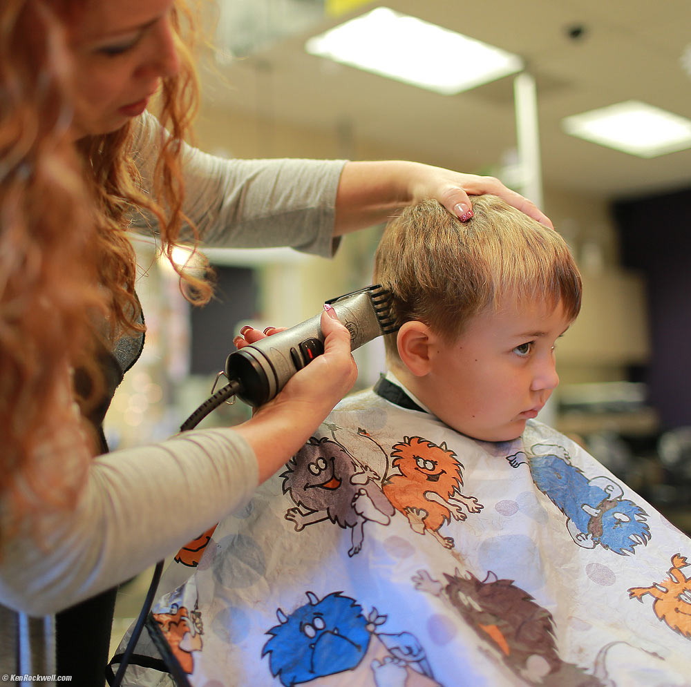 Ryan gets a haircut from Amanda
