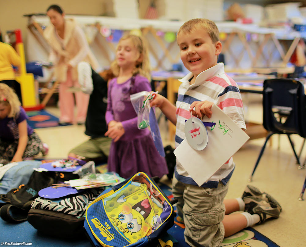 Ryan ready to leave Miss Kim's art class with his treasures.