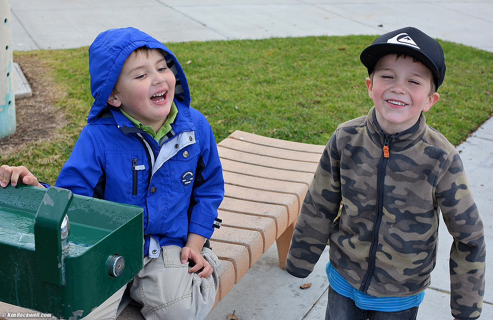 Ryan and a friend at the drinking fountain
