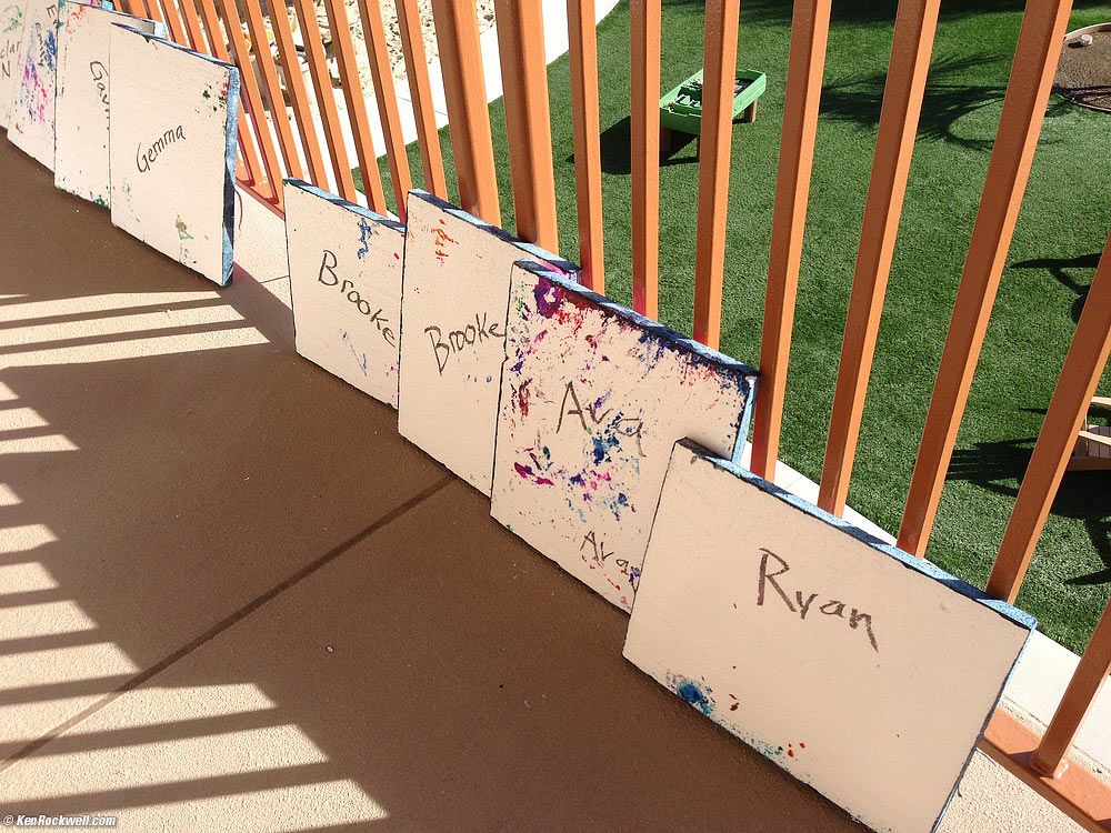 Ryan's artwork laid out to take home. 