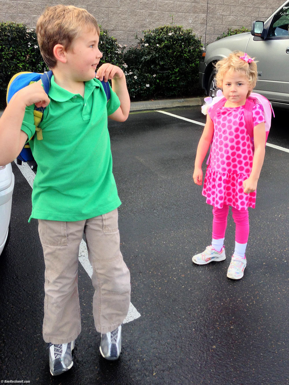 Ryan and Katie off to school