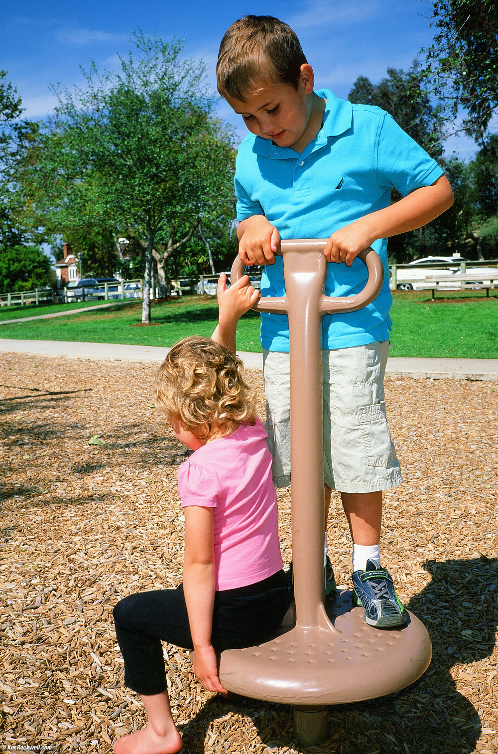 Ryan amd Katie on the Twirlyat park, 02 April 2013
