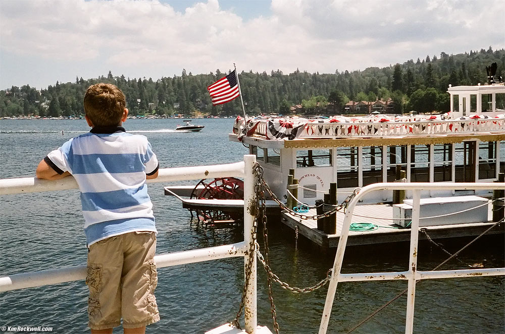 Ryan watching the Lake Arrowhead Queen, 12:29 PM