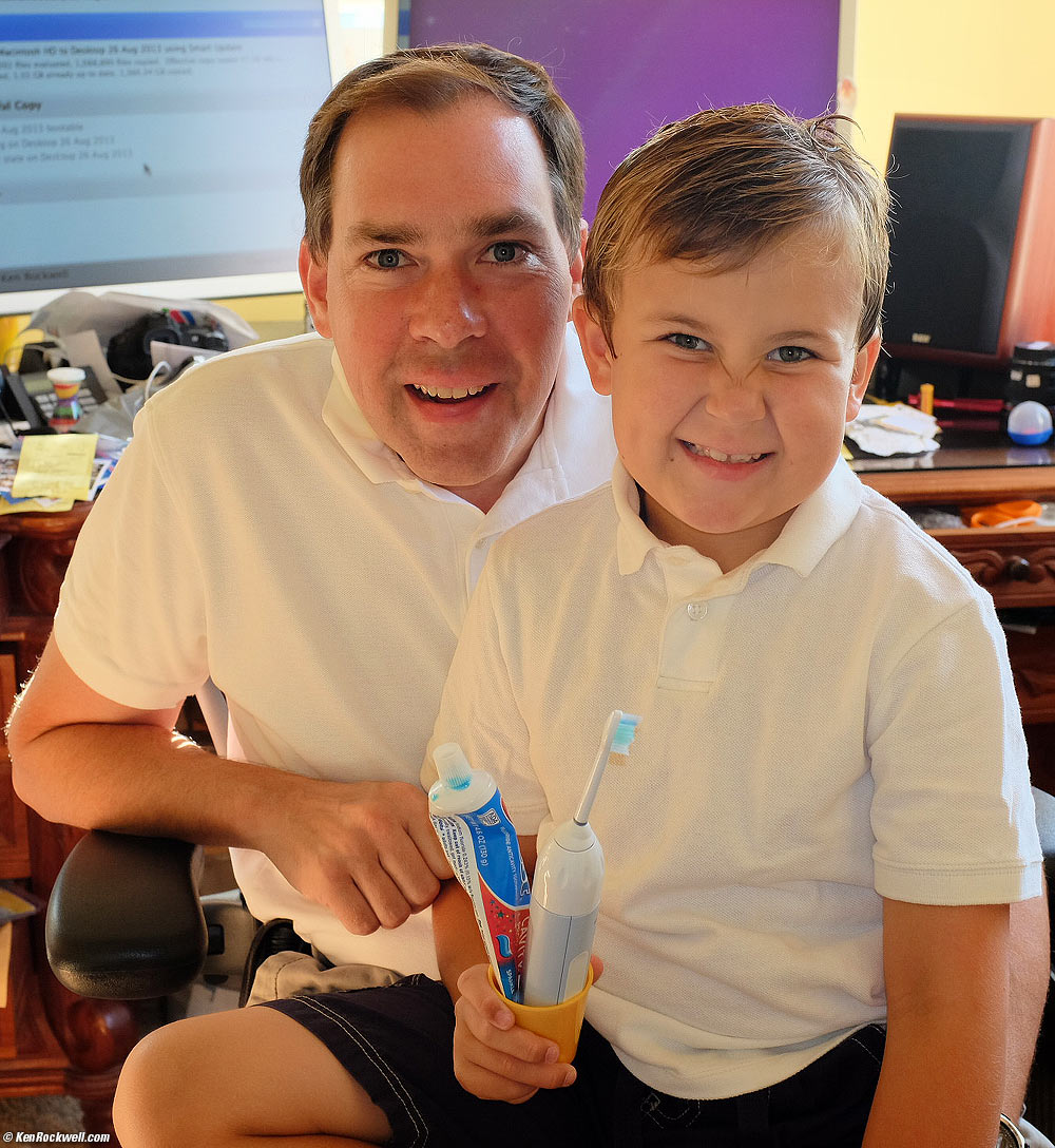 Ryan loves his new Sonicare toothbrush - with Dada!
