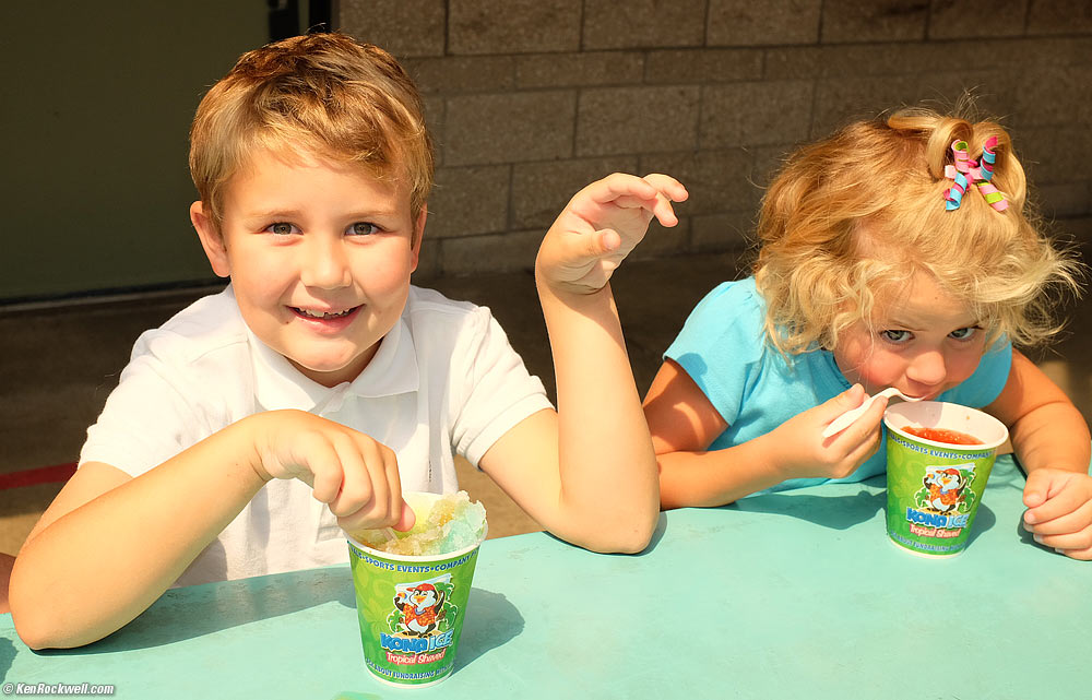Ryan and Katie enjoy their Kona Ices at Ryan's new school