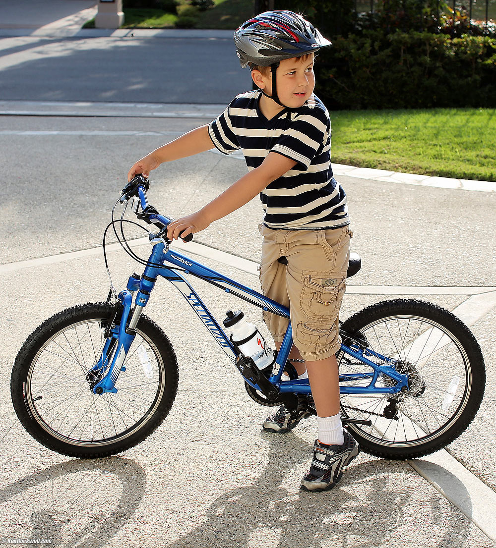 Ryan loves his bike with gears, at Suzi's