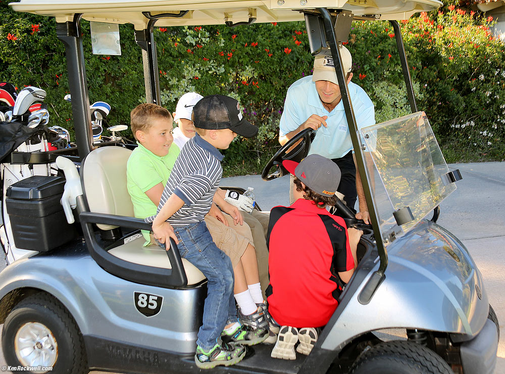 Ryan loves riding in the golf cart to play his first hole! 