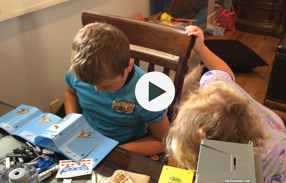 Ryan and Katie making a Lego