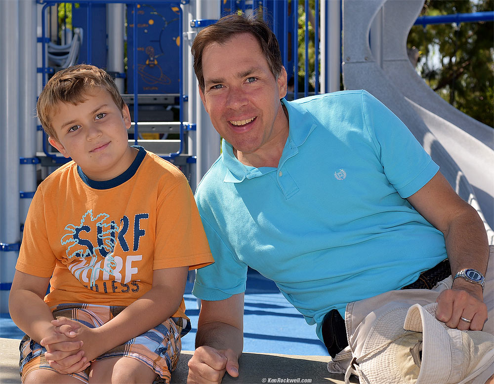 Ryan and Dad at the blue-and-silver park