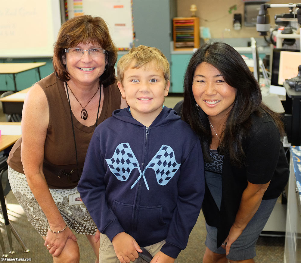 Ryan on his first day of second grade with his teachers.