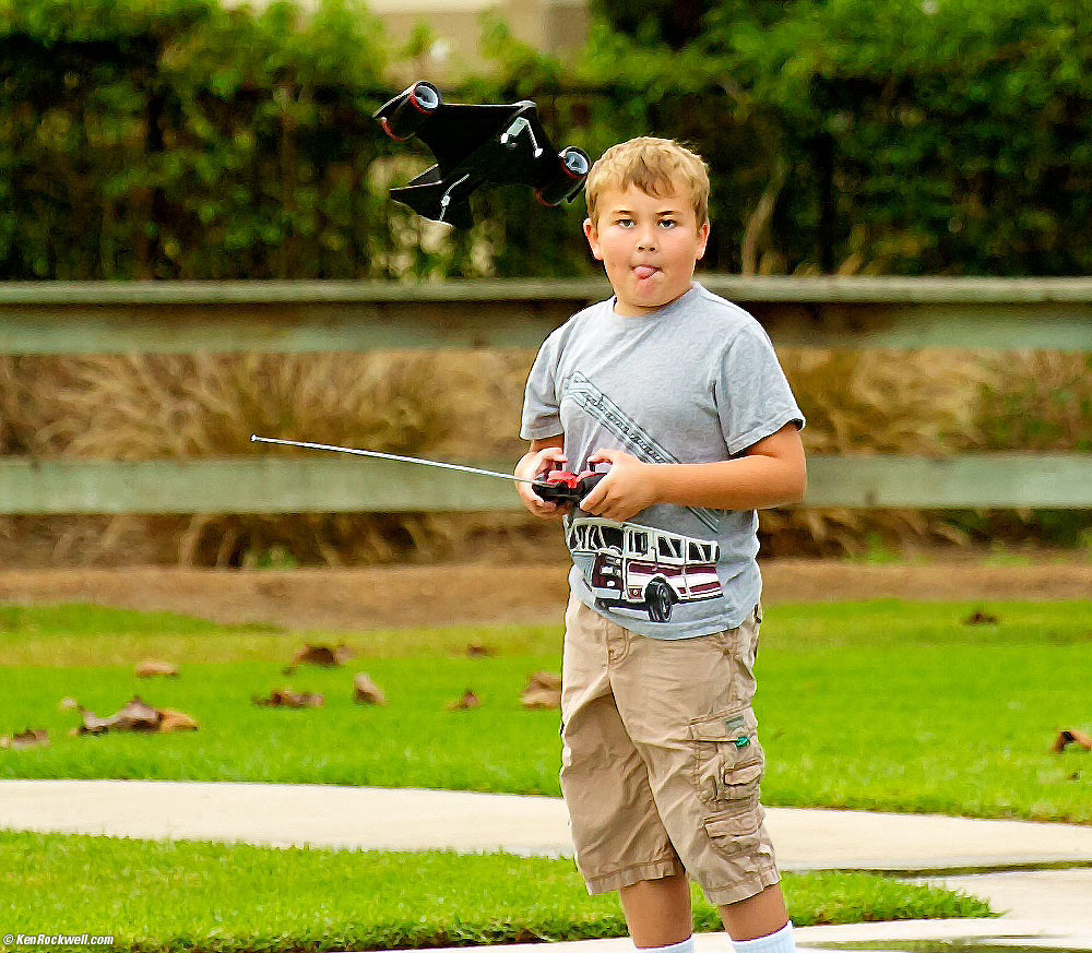 Ryan flies his RadioShack Twin Turbine Airplane at Noni's park.