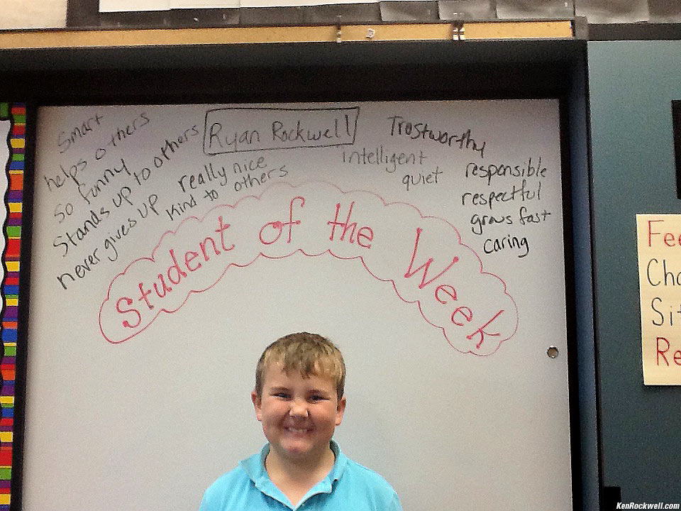 Ryan receives birthday accolades from his classmates at school.