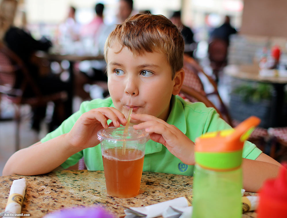 Ryan sipping apple juice