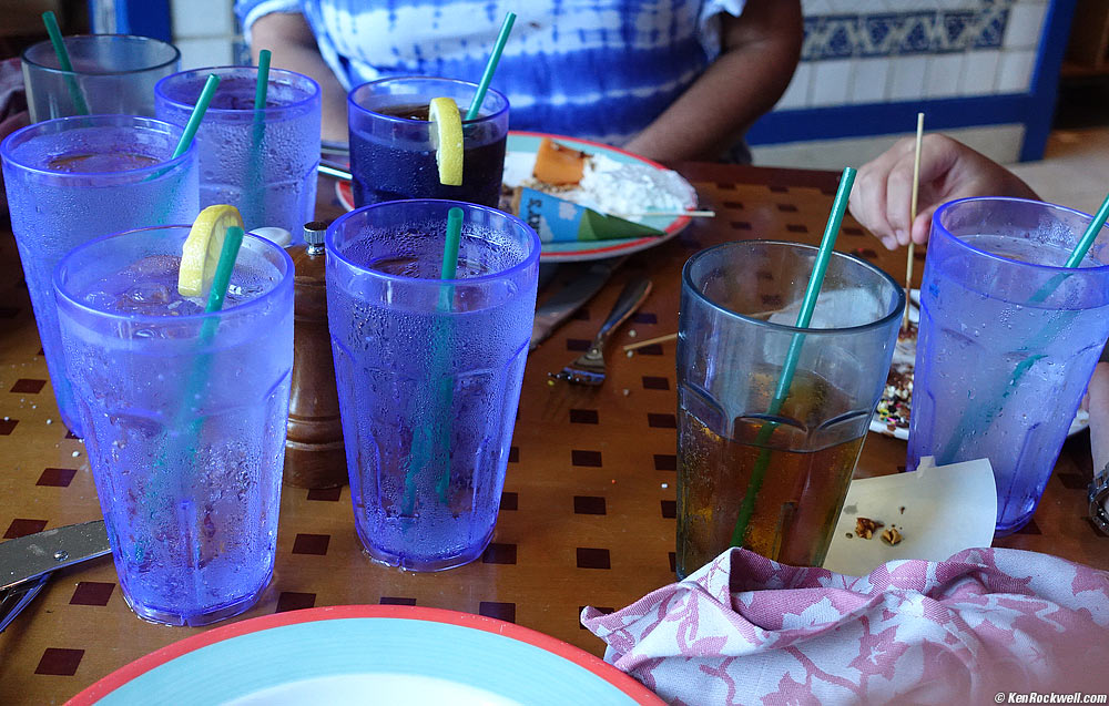 Plenty of drinks on restaurant table