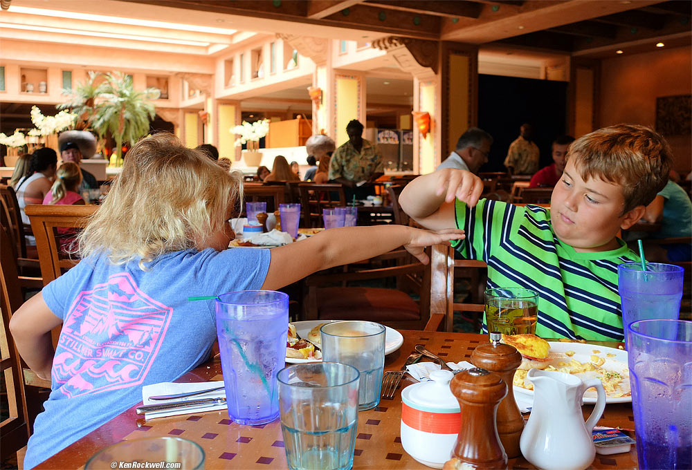 Kids play at breakfast