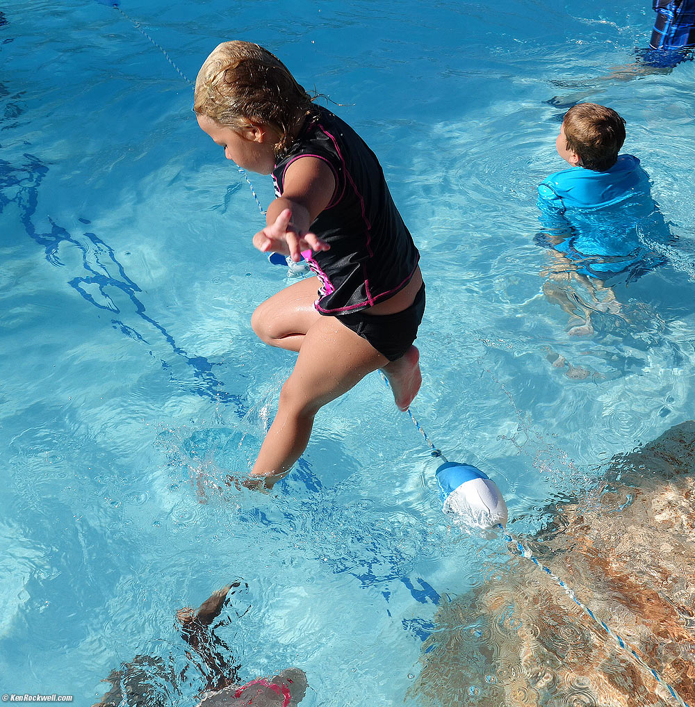 Katie jumps into the pool, Nassau, Bahamas