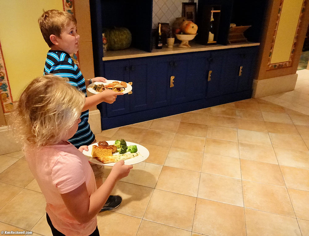 Ryan and Katie on their way back to the table from the dinner buffet