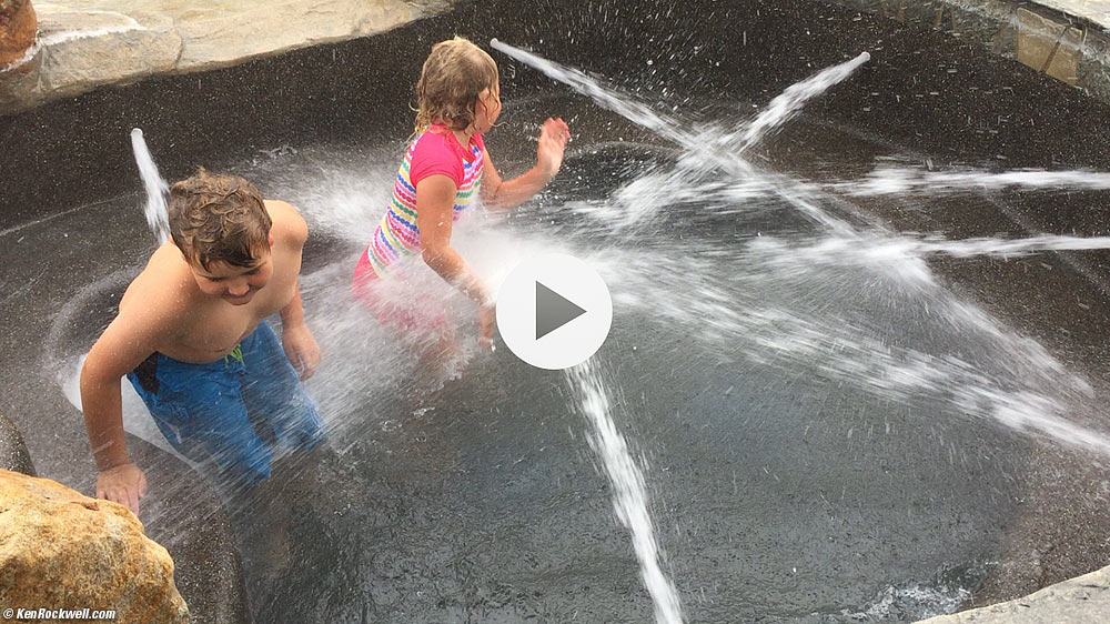 Kids playing in the jets of an empty spa