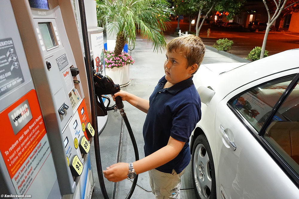 Ryan pumps gas in Del Mar
