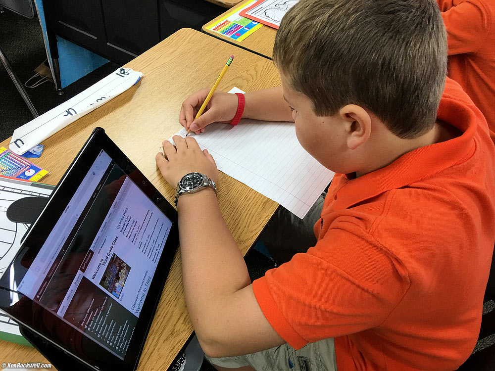 Ryan takes his spelling test