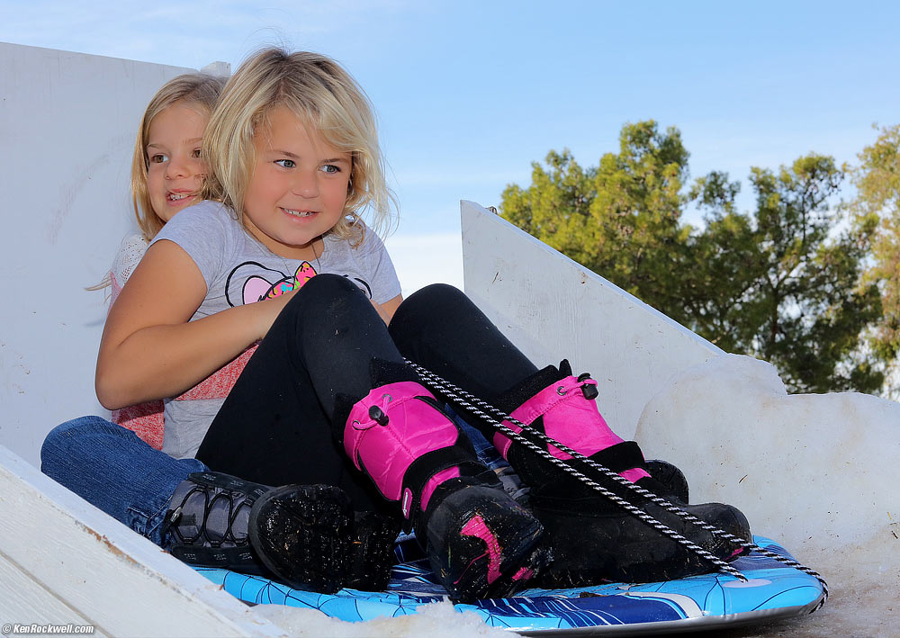 Katie sledding with Caroline