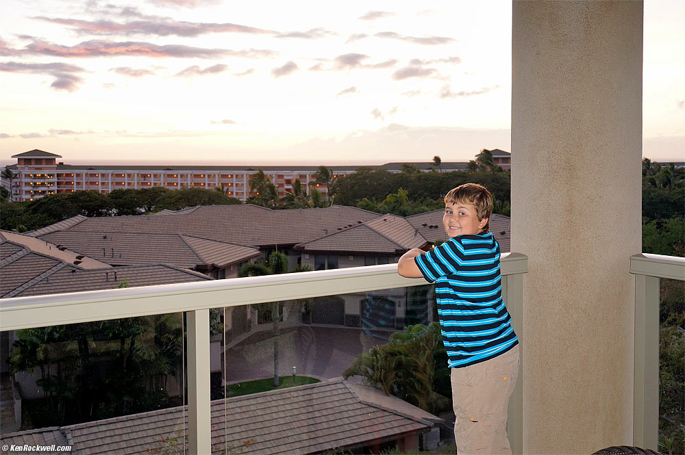 Ryan enjoys the sunset from the lanai