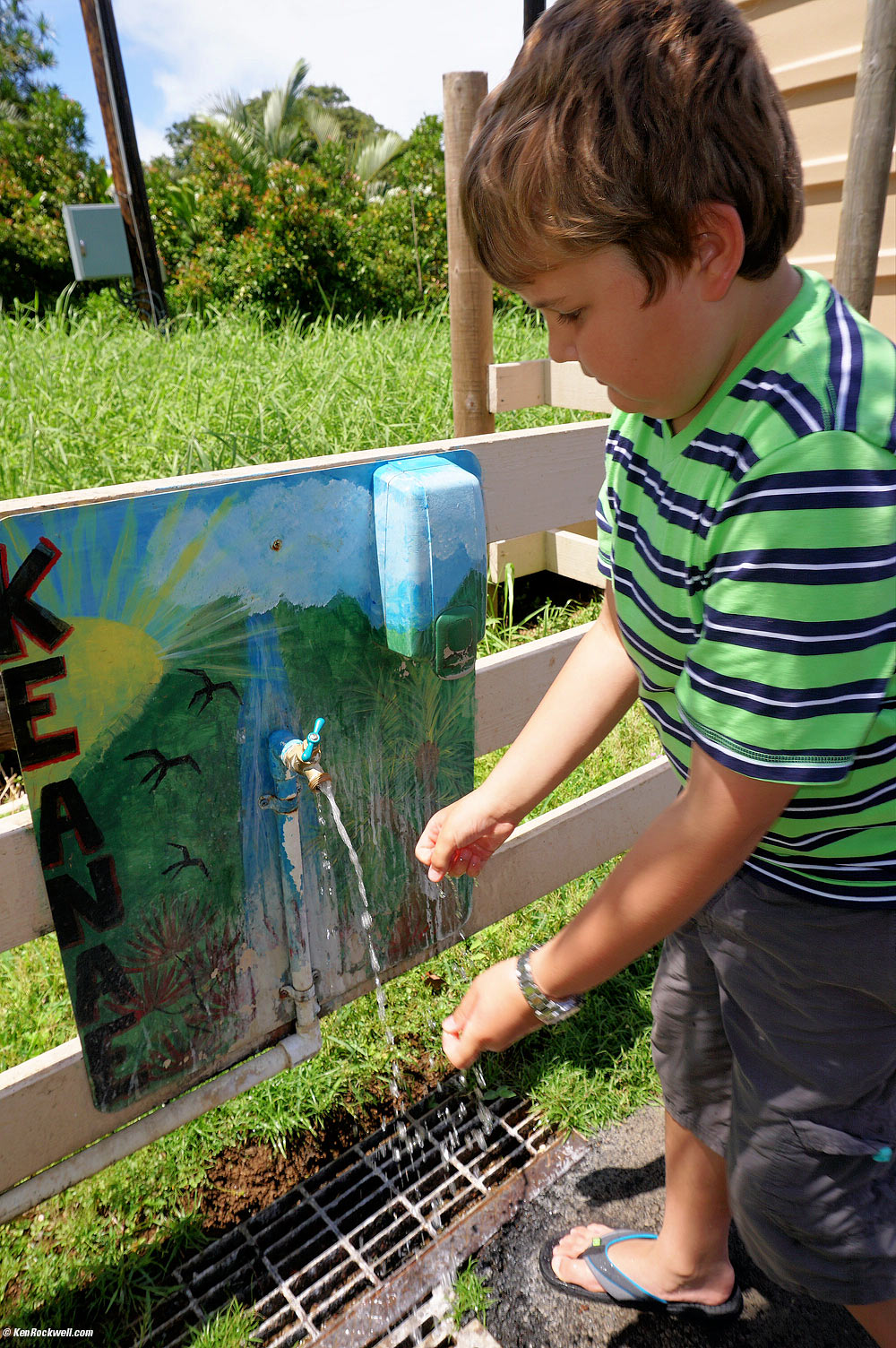 Ryan at the waterfall faucet, Halfway to Hana, Keanae, Maui