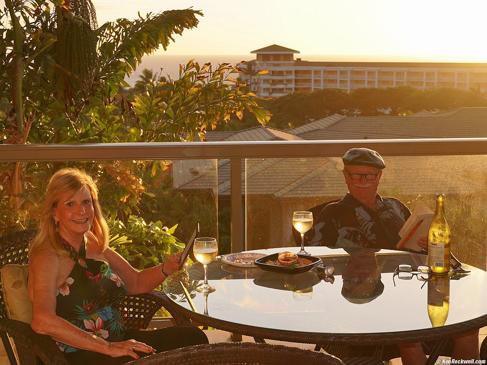 Noni and Pops on the lanai at wine time