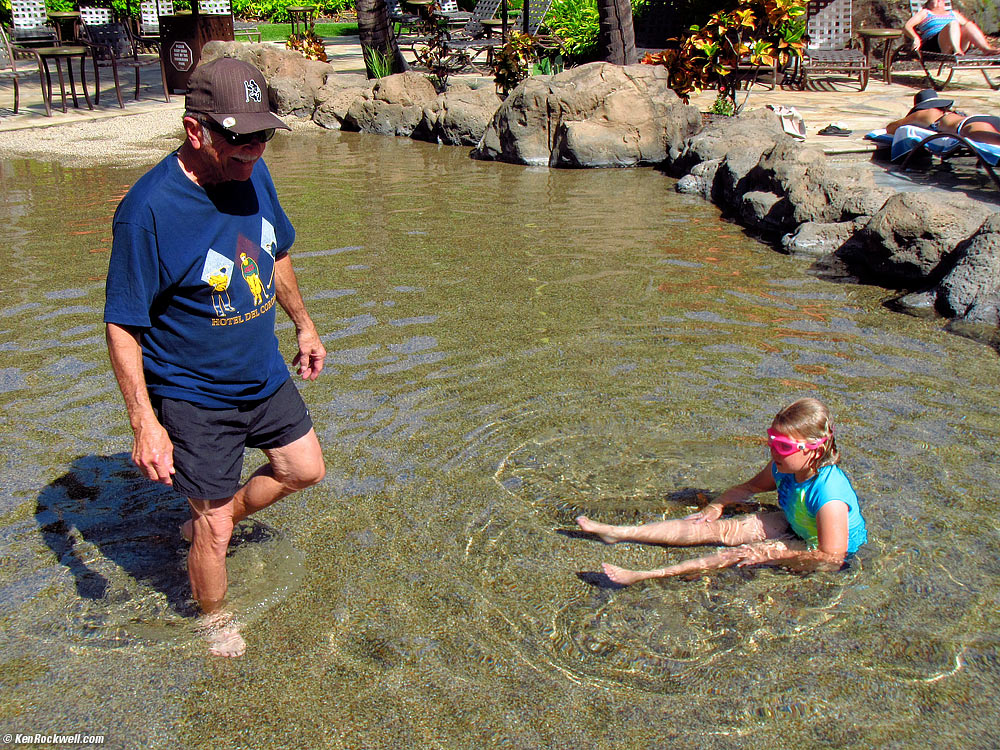 Pops and Katie in the pool, Ho-olei, Maui