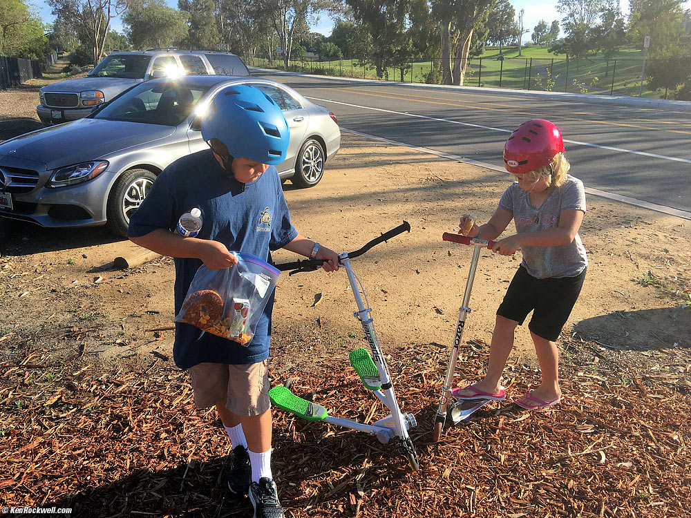 The kids with the goodies athey packed at the park