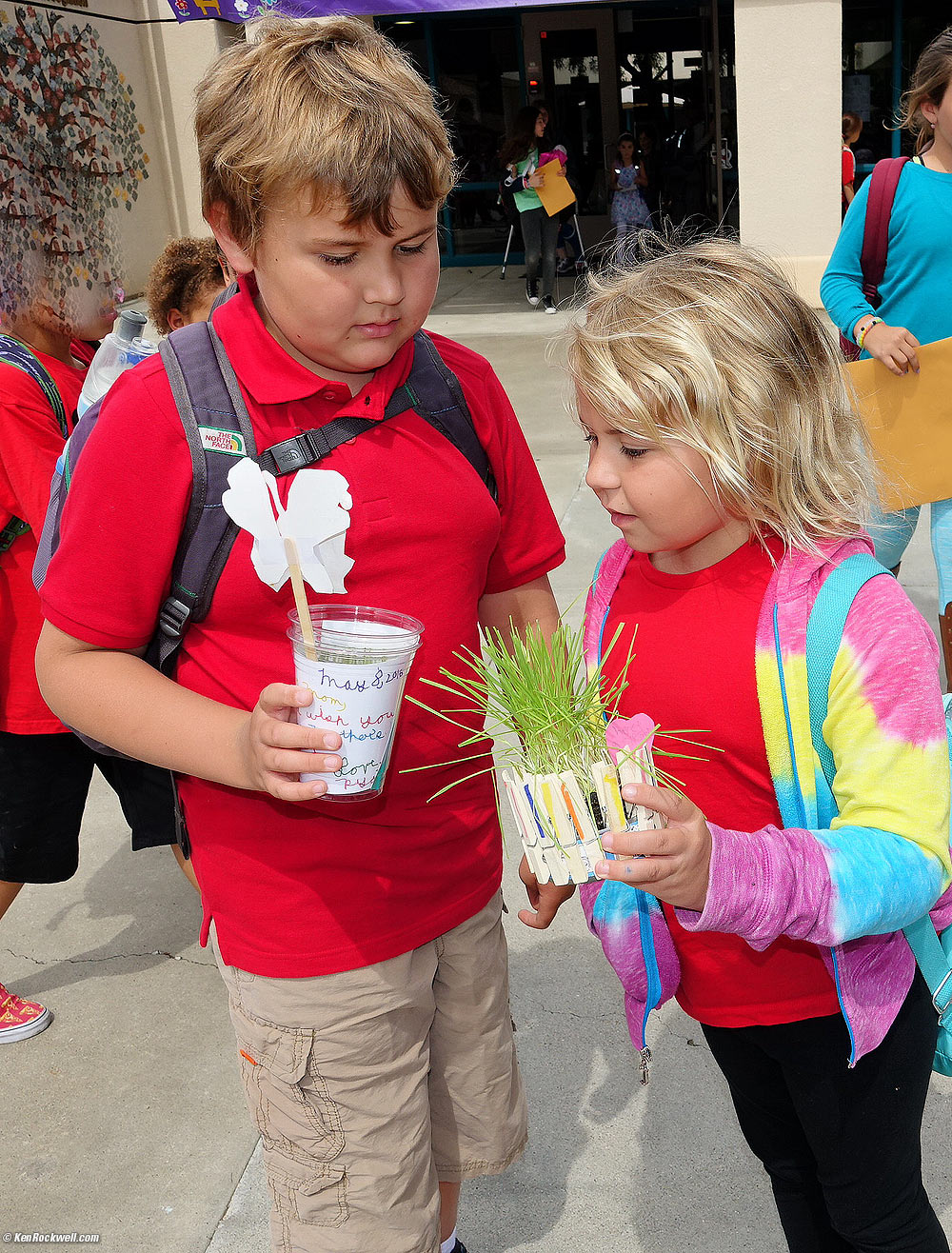 Ryan and Katie with what they made Mom at school for Mother's Day.