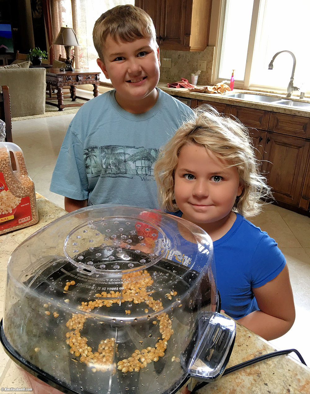 Ryan and Katie making popcorn